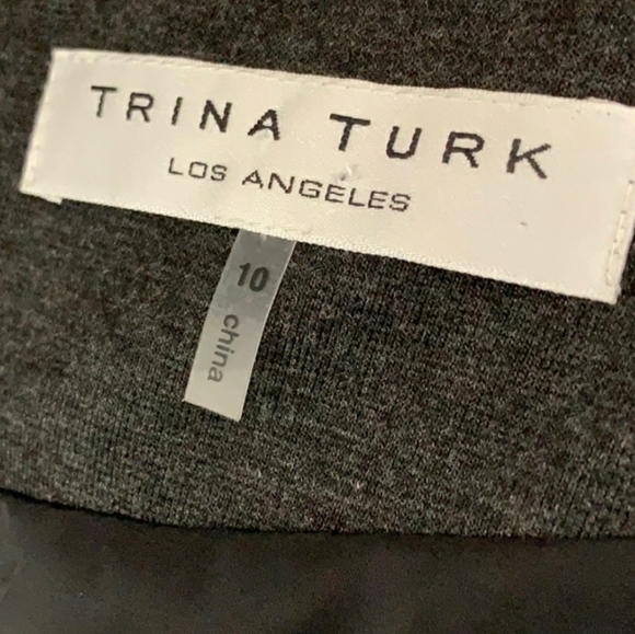 Trina Turk LA Romano Dress Gray Belted Ruched Barbiecore Classic Dark Gray - Picture 8 of 11